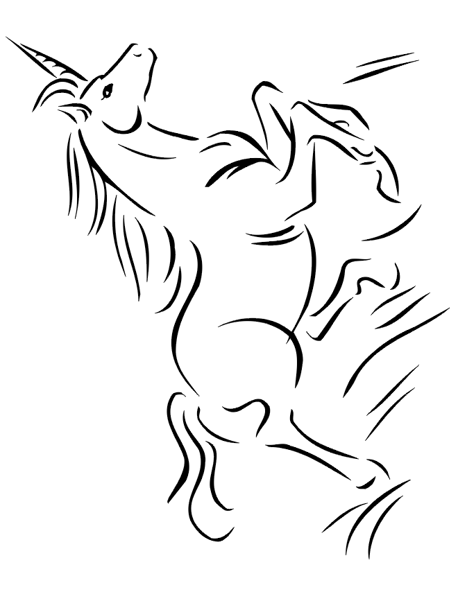 unicorn coloring page running in the grass