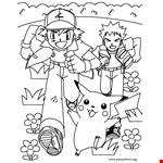 Pokemon Friends Coloring Page Free