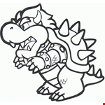 Bowser Dragon Mario Fun Coloring Page