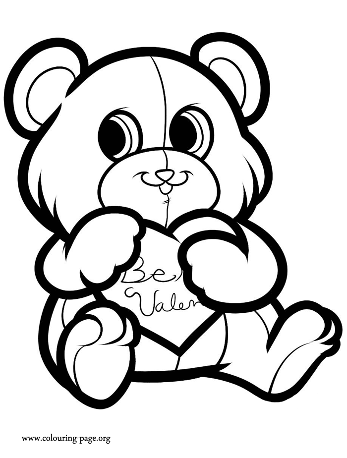valentine&#39;s day - a cute love bear coloring page