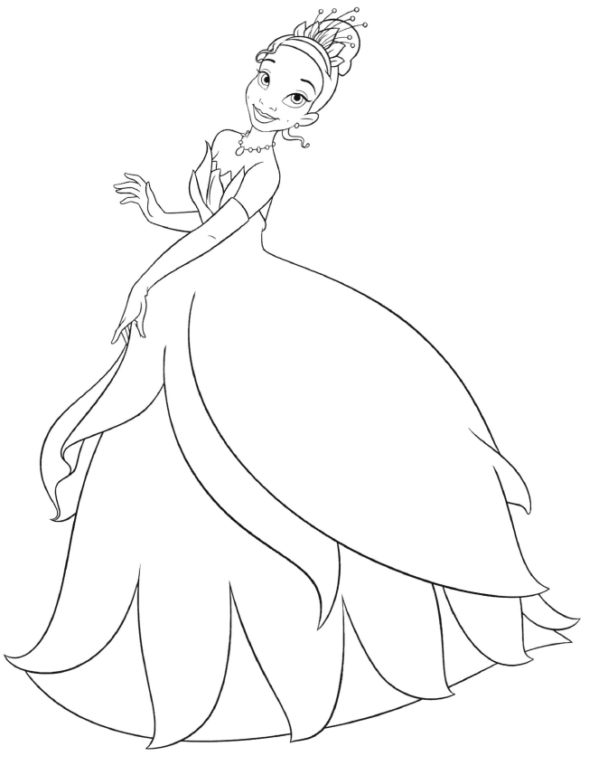 tiana disney princess coloring sheet