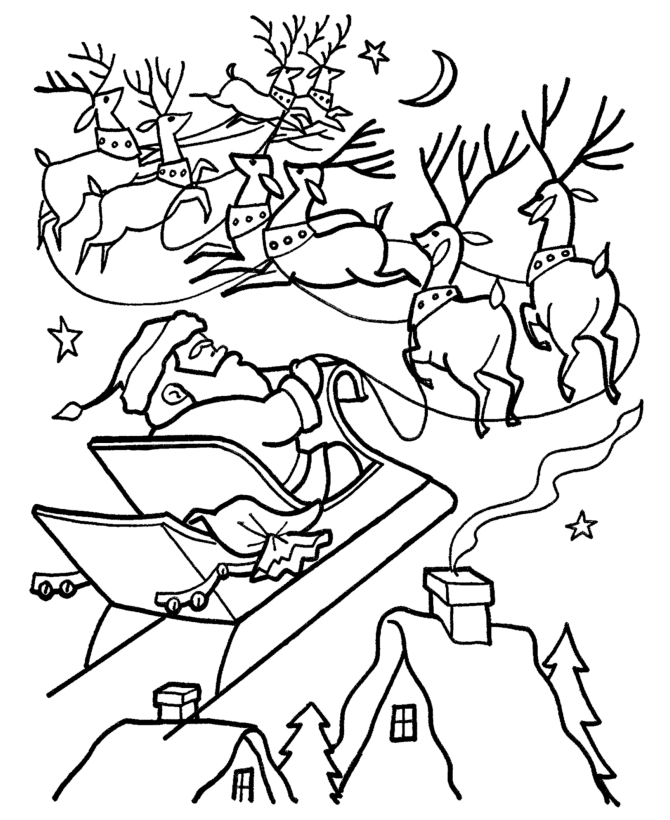 santa sleigh drawing sheet
