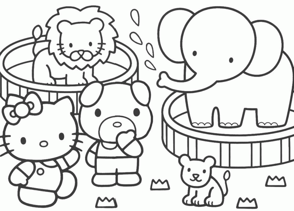 hello kitty and friends coloring page