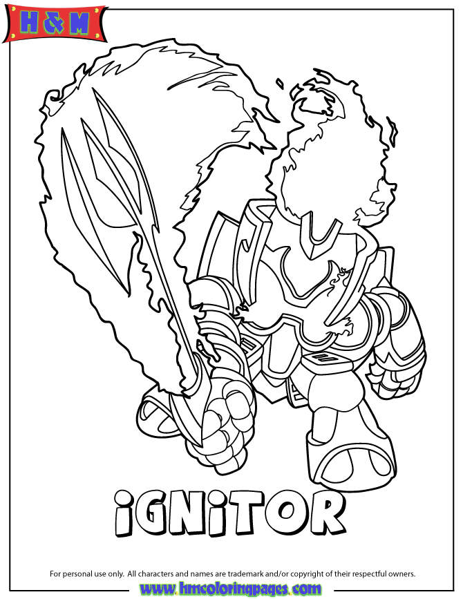 skylanders giants fire ignitor series2 coloring page | free 