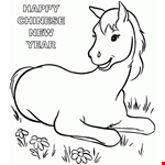 Wooden Horse Chinese New Year  Colouring Pages Printable For  