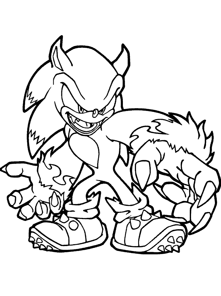 sonic the werehog coloring page