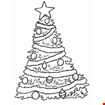 Simple Christmas Tree Decor Free Coloring Sheet