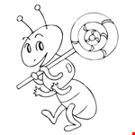 Ant Cartoon Coloring Sheet