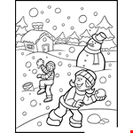 Playing in Snow Coloring Page