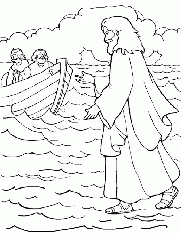 jesus walks on water coloring page | free printable coloring pages 