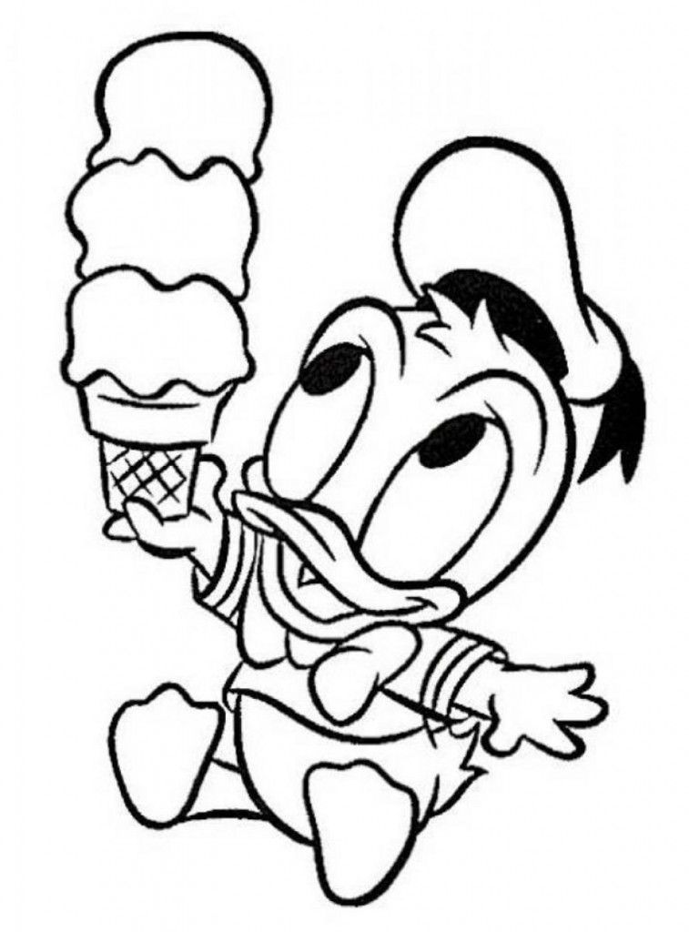 free baby donald duck ice cream disney coloring pages - decoloring