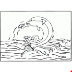 Free Printable Jumping Dolphin Drawing KidsColoringPics   
