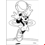Mickey Mouse Coloring Pages - Minnie Mouse Playing Basketball 