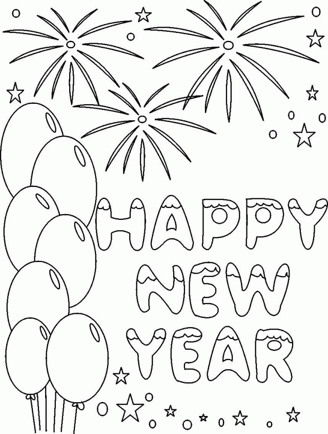 happy new year banner coloring page
