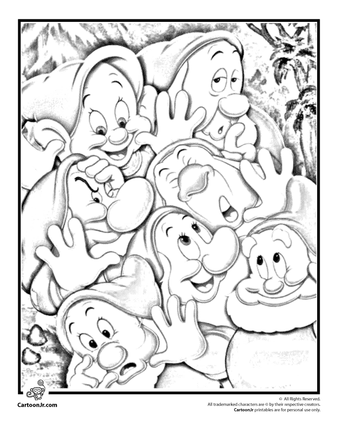 seven dwarfs coloring page