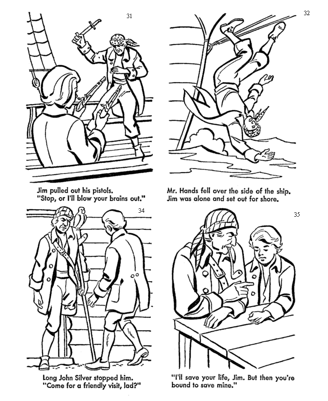 treasure island action coloring pages - buried pirate treasure 