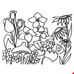 Flowers in Bloom Spring Coloring Pages